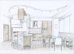 House interior drawing kitchen