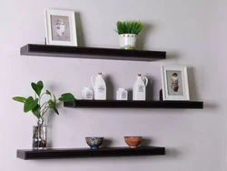 Shelves for flowers in the kitchen interior