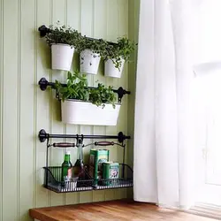 Shelves For Flowers In The Kitchen Interior