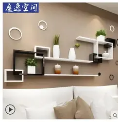 Shelves on the wall in the bedroom interior