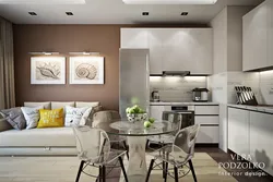 Sofa in the kitchen living room in a modern style photo in the apartment
