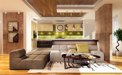Sofa in the kitchen living room in a modern style photo in the apartment
