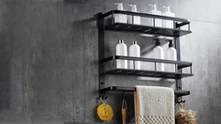 Shelves in the bathroom for shampoos in the interior