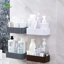 Shelves in the bathroom for shampoos in the interior
