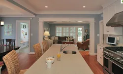 Living room interior with kitchen to be painted