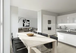 Living room interior with kitchen to be painted