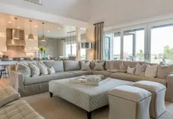 Sofas in the interior of the kitchen living room