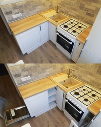 Kitchen 6 square meters with design refrigerator and dishwasher