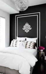 Bedroom interior in black and white colors