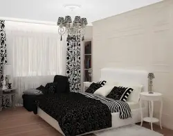 Qara və ağ rənglərdə yataq otağı daxili
