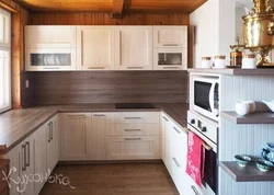 Canadian oak countertop in the kitchen interior