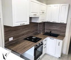 Canadian oak countertop in the kitchen interior