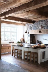 Kitchen interior wood beams