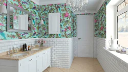 Tiles And Wallpaper In The Bathroom Photo Design