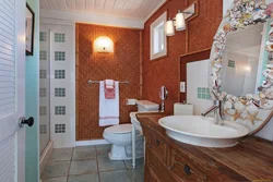 Tiles and wallpaper in the bathroom photo design