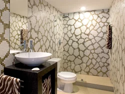 Tiles and wallpaper in the bathroom photo design