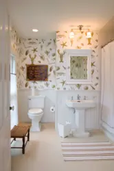 Tiles and wallpaper in the bathroom photo design