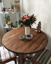 Photo of round wooden tables for the kitchen