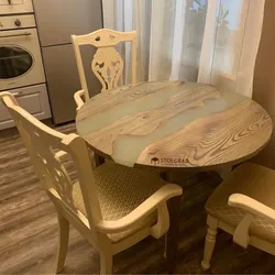 Photo of round wooden tables for the kitchen