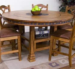 Photo of round wooden tables for the kitchen