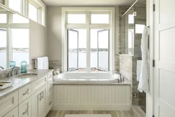 Bath by the window in a country house photo