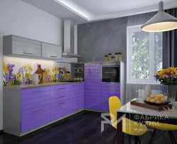 Lilac color in the kitchen interior color combination photo