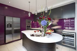 Lilac color in the kitchen interior color combination photo