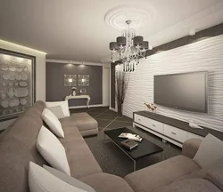 Müasir dizaynda geniş salon interyeri