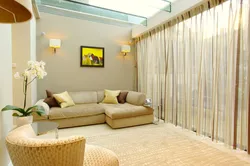 Curtains in the living room interior in a modern style
