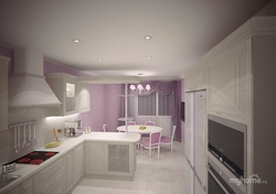 Kitchen in gray pink color design