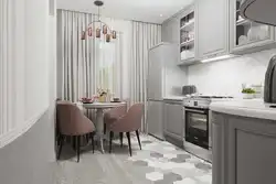 Kitchen in gray pink color design