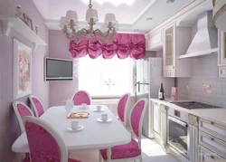 Kitchen in gray pink color design