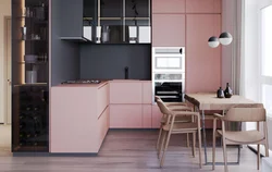 Kitchen in gray pink color design