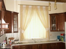 Narrow kitchen window curtain design