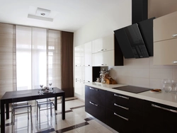 White Kitchen And Black Hood Interior