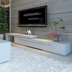 Long nightstand in the living room in a modern style photo