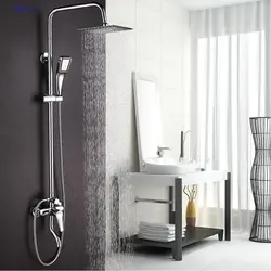 Bath Shower With Rain Shower And Faucet Photo