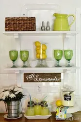 How to decorate shelves in the kitchen photo