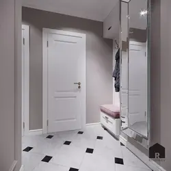 Light tiles in the hallway interior photo