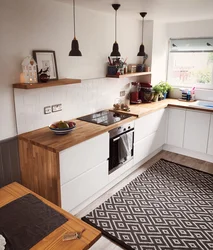 Kitchen without upper cabinets U-shaped design