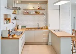 Kitchen without upper cabinets U-shaped design