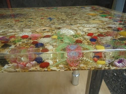Photo of kitchen tables made of epoxy resin