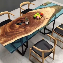 Photo of kitchen tables made of epoxy resin