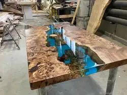 Photo of kitchen tables made of epoxy resin