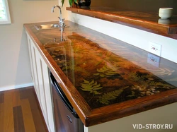 Photo of kitchen tables made of epoxy resin