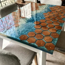 Photo of kitchen tables made of epoxy resin