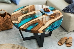 Photo of kitchen tables made of epoxy resin