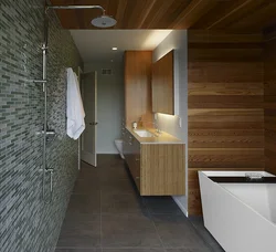 Bathtub With PVC Wood Panels Photo