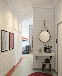 White bricks in the hallway interior