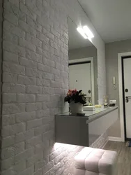 White bricks in the hallway interior